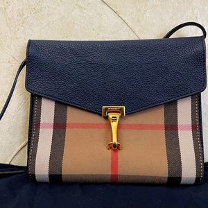 Burberry Shoulder Baby Macken Vintage Check Leather And Canvas Cross Body Bag
